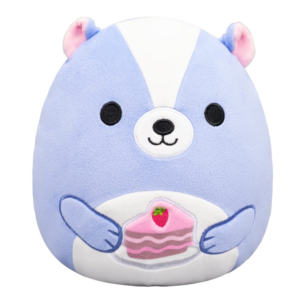 8-Inch Caspian the Lavender Skunk Holding Cake Slice